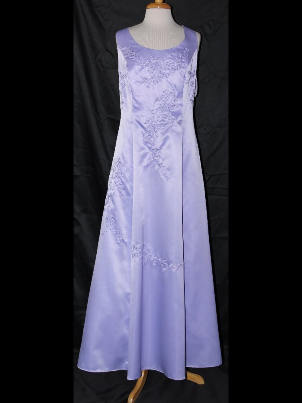 Poly USA #2680 Long Satin Bridesmaid Dress With Embroidery-Size 4X-LILAC-NWT